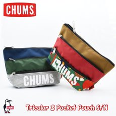 画像1: CHUMS チャムス Tricolor 3 Pocket Pouch Sweat Nylon トリコロール3ポケットポーチ  (1)