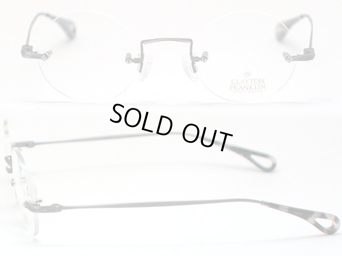 画像2: CLAYTON FRANKLIN クレイトンフランクリン ツーポイント 丸メガネフレーム CF588-AS アンティークシルバー/クリアデモレンズ (2)