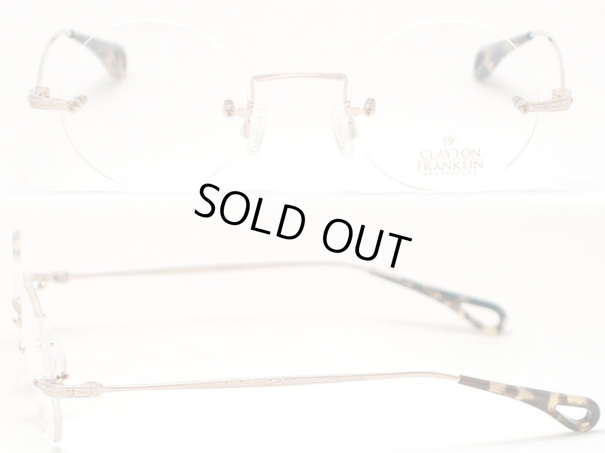 画像2: CLAYTON FRANKLIN クレイトンフランクリン ツーポイント 丸メガネフレーム CF588-GP ゴールドポリッシュ/クリアデモレンズ (2)
