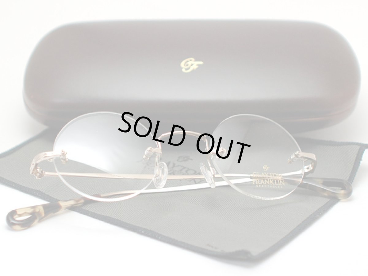 画像3: CLAYTON FRANKLIN クレイトンフランクリン ツーポイント 丸メガネフレーム CF588-GP ゴールドポリッシュ/クリアデモレンズ (3)
