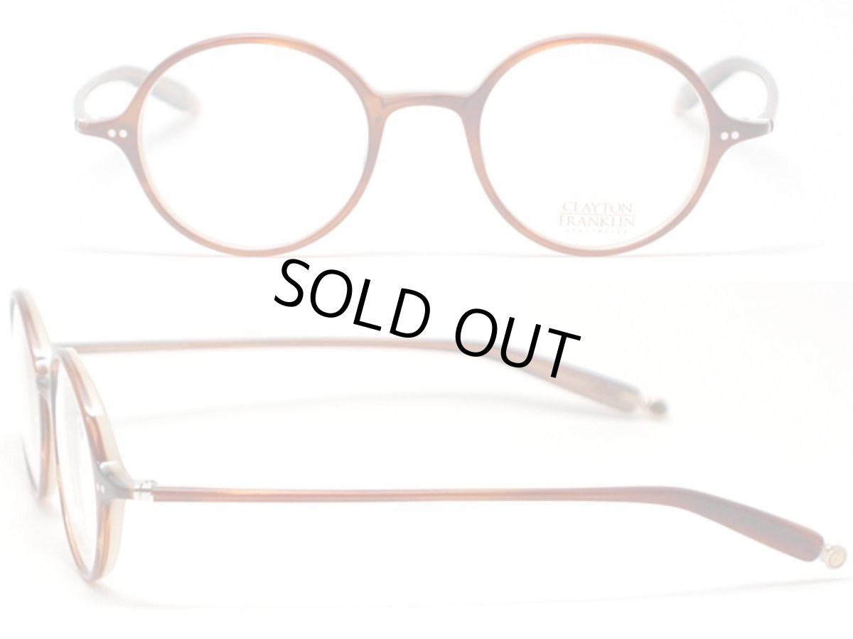画像2: CLAYTON FRANKLIN クレイトンフランクリン メガネフレーム CF735-BCR ブラウンクリーム/クリアデモレンズ 丸メガネ ラウンド 細リム (2)