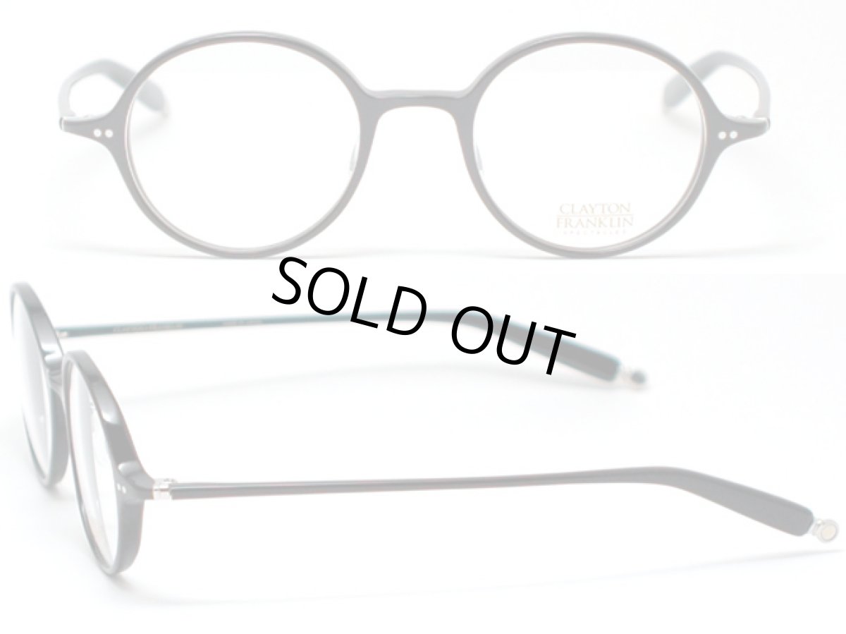 画像2: CLAYTON FRANKLIN クレイトンフランクリン メガネフレーム CF735-BK ブラック/クリアデモレンズ 丸メガネ ラウンド 細リム (2)