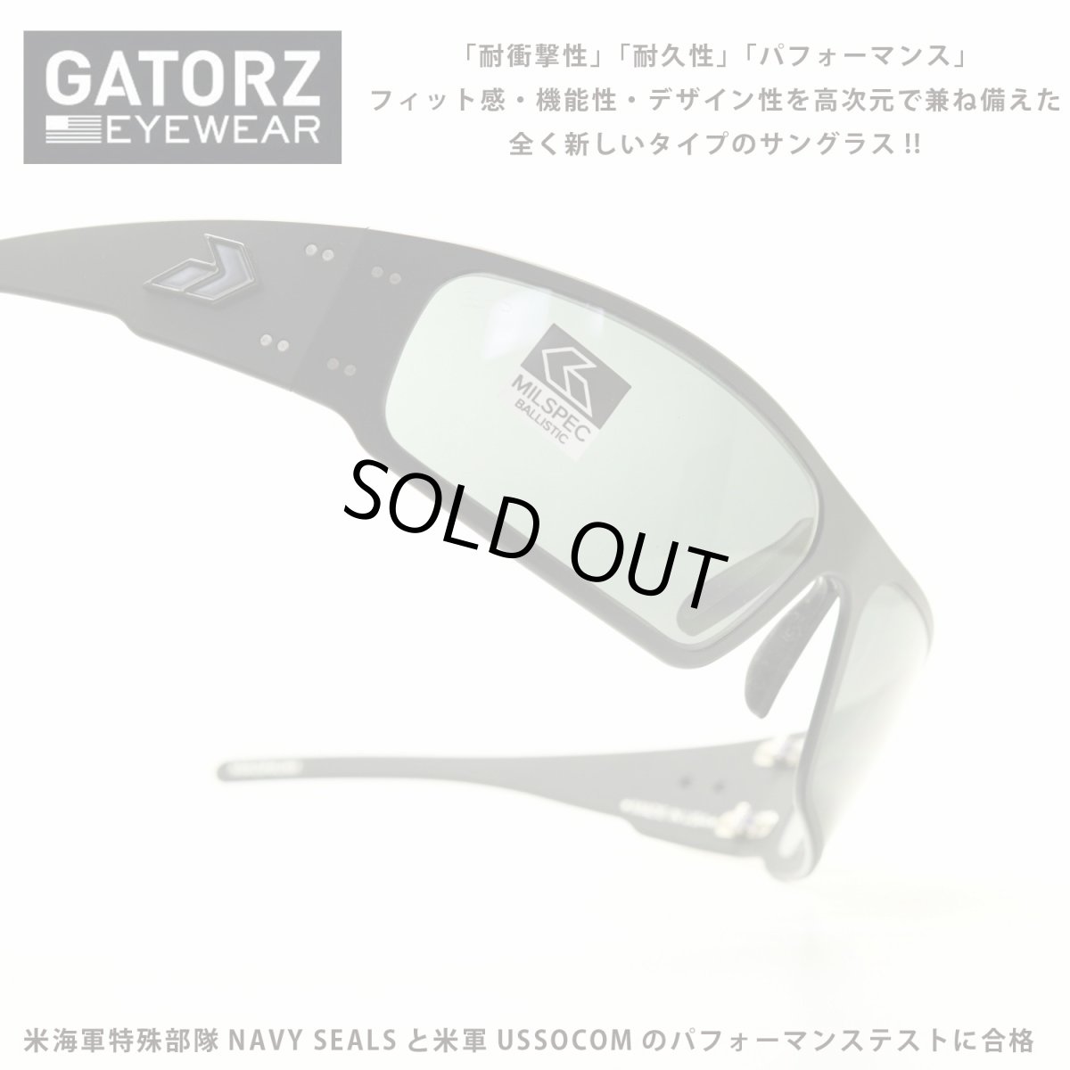 画像1: GATORZ ゲイターズ MILSPEC BALLISTIC MAGNUM マグナム (BLACK/SMOKE)アジアンフィット (1)