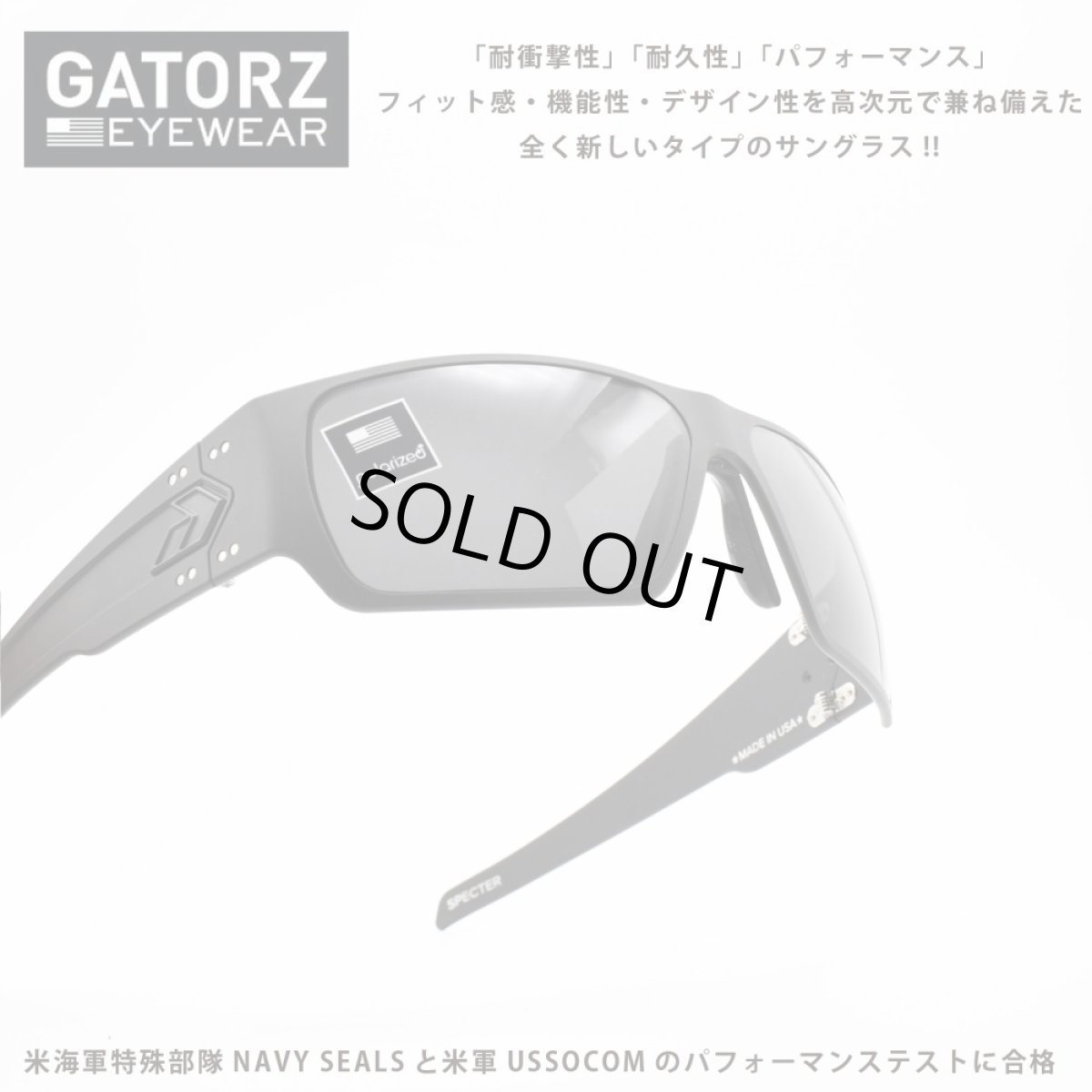 画像1: GATORZ ゲイターズ SPECTER スペクター GZ-08-410（セラコート ブラック/スモーク偏光）アジアンフィット (1)