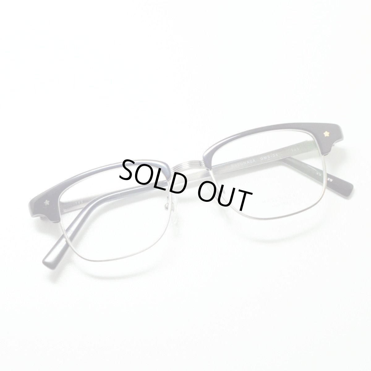 画像2: マスナガ ジー・エム・エス メガネフレーム MASUNAGA G.M.S. GMS-34-39-ONESTAR ブラック/アンティークシルバー (2)