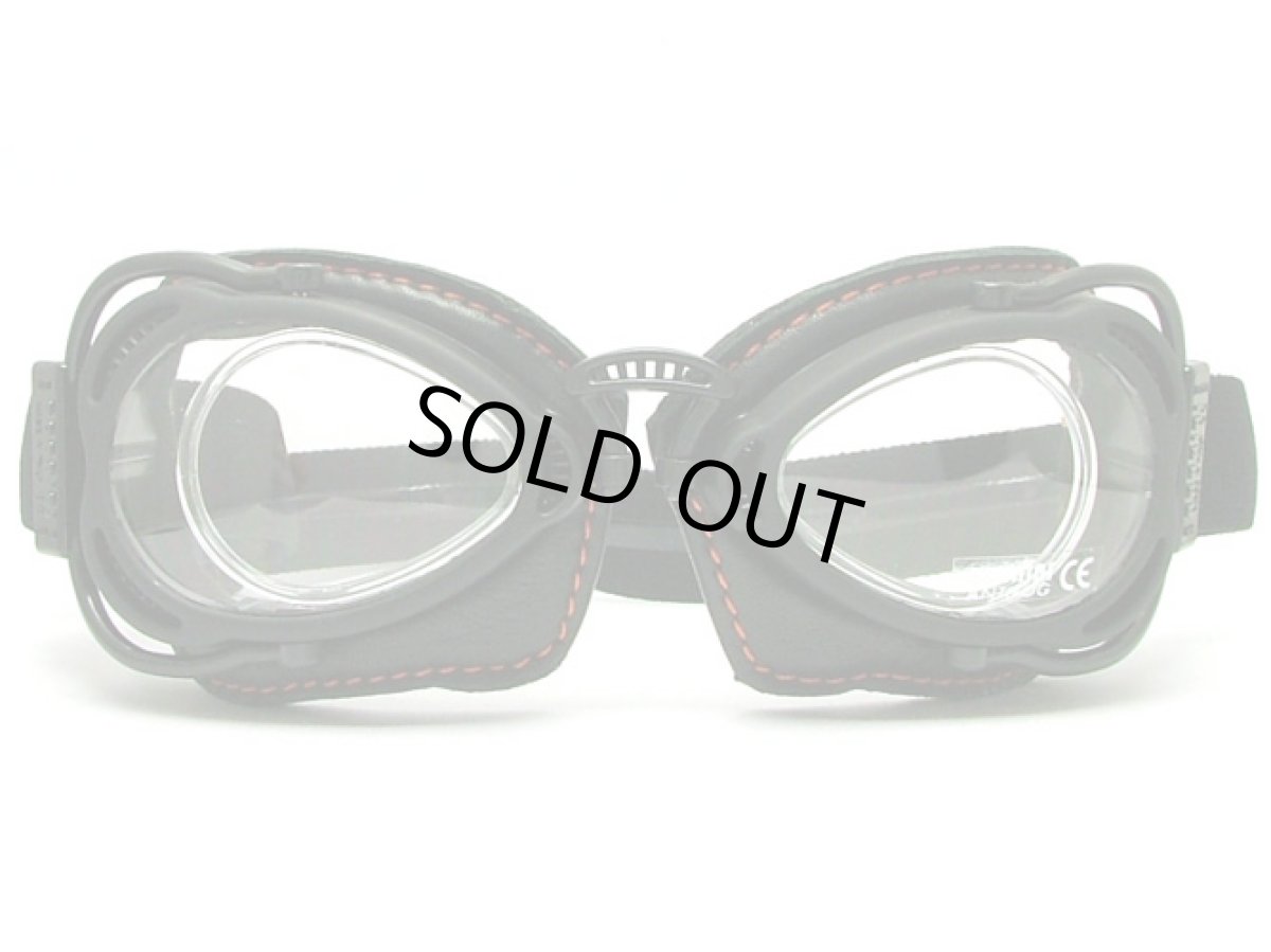 画像2: nannini ナンニーニ 社製ゴーグル 「ホットロッド」HOT ROD-1174-6020-4V四眼式  ブラック：ブラック：オレンジステッチ/クリアアンチフォグ (2)