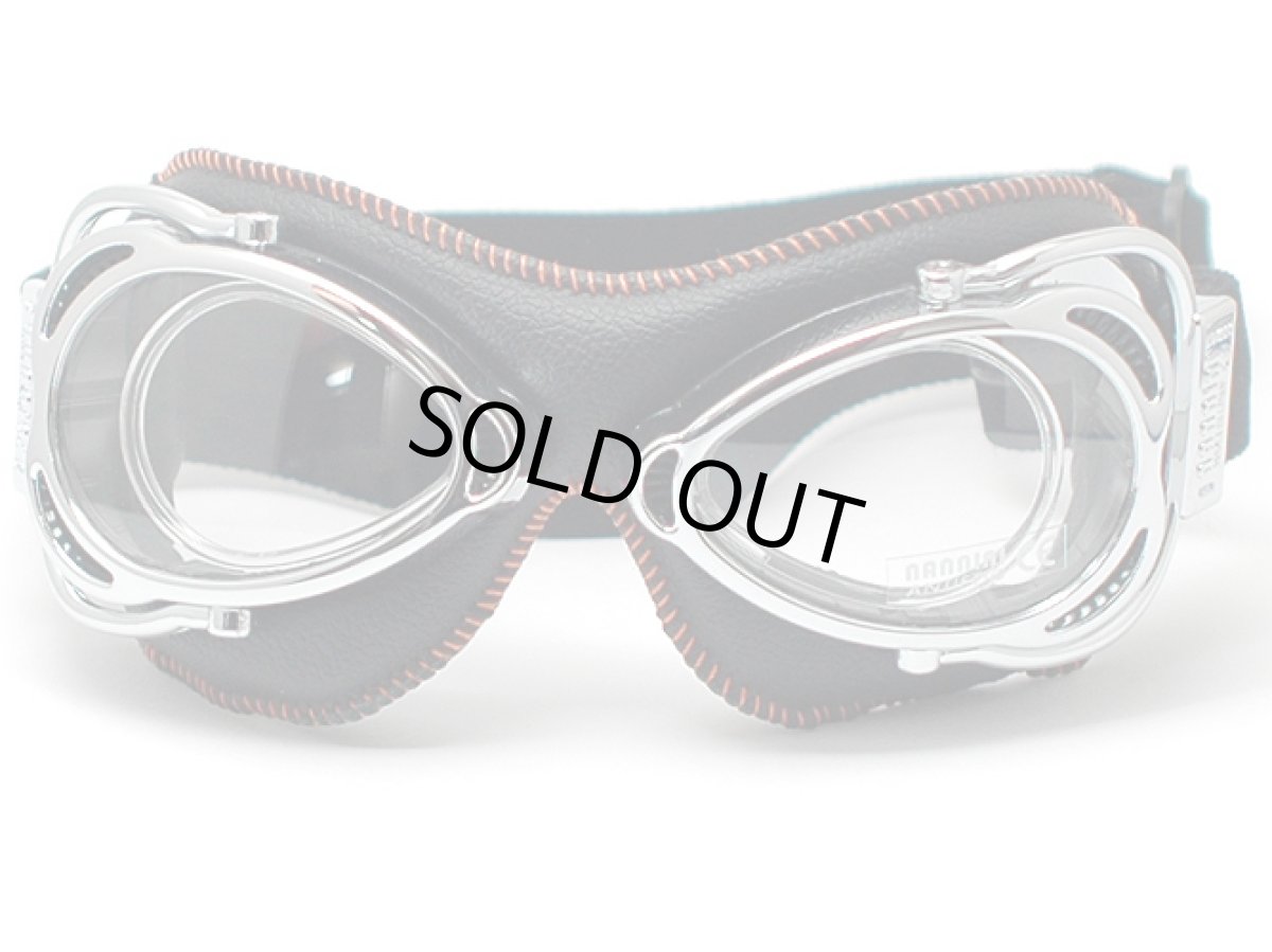 画像2: nannini ナンニーニ 社製ゴーグル STREETFIGHTER-4V-864-1150-6000  ストリートファイター864-4V四眼式   クローム/ブラック＆オレンジステッチ/クリアアンチフォグ (2)