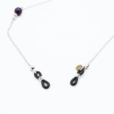 画像3: NUTTY ナッティ グラスコード A553 カラータイガーアイ＆パールガラス とメタルチェーンのグラスコード 長さ：約660mm  (3)