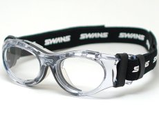 画像1: SWANS スワンズ 度付き対応スポーツ用ゴーグル NEW EYEGURD アイガード SVS-700N-BLACK ※Kid'sサイズ子供用※ クリア/ブラック ASTM F803-11 規格適合品 世界スカッシュ連盟承認 (1)