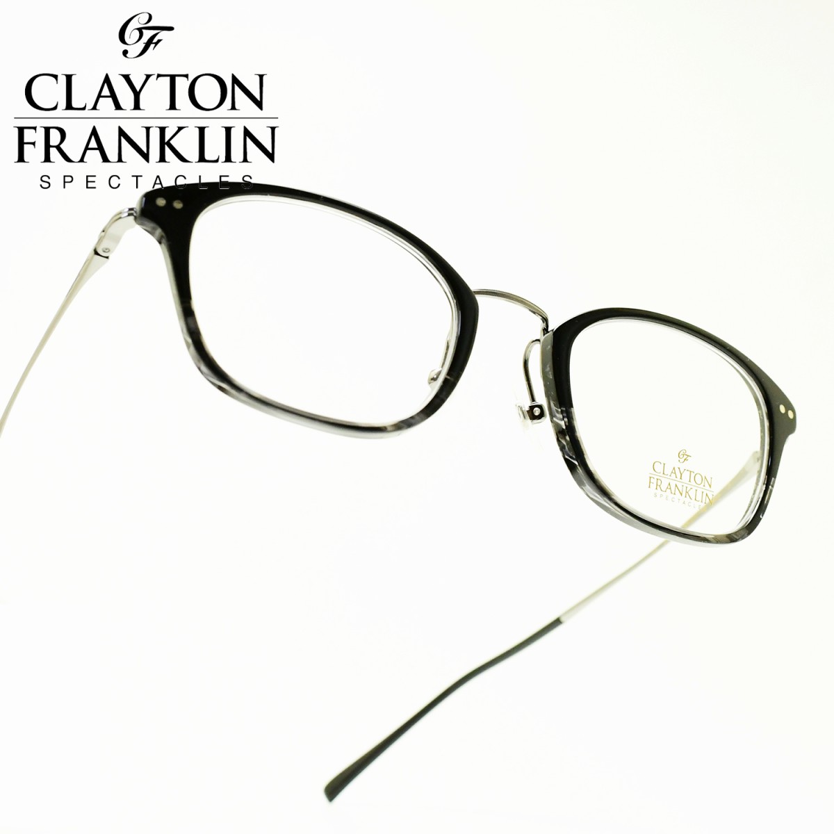 Clayton Franklin クレイトンフランクリン 628 Bkgh ブラックグレーハーフ デモレンズ メガネ 眼鏡 めがね メンズ レディース おしゃれ ブランド 人気 おすすめ フレーム 流行り 度付き レンズ